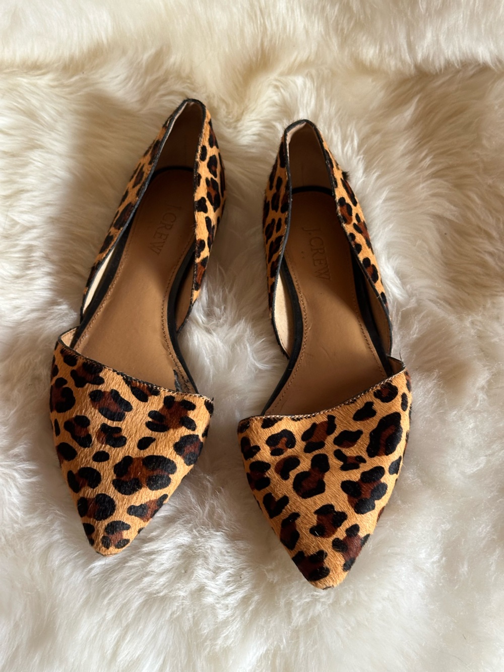 J. Crew Leopard-Print D'Orsay Flats in Tan and Black